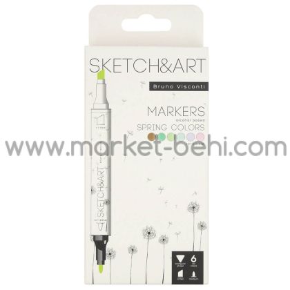 Двувърхи маркери Sketch&Art, 6 цвята, Пролет