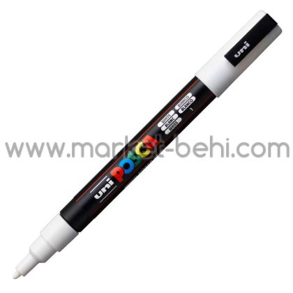 Перманентен маркер Uni Posca PC-3M на водна основа, 0.9-1.3 mm, Бял