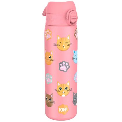Бутилка за вода ION8 Print, метална 600ml Cats