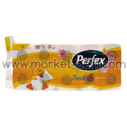 Тоалетна хартия Perfex 10 броя, 3 пласта, праскова