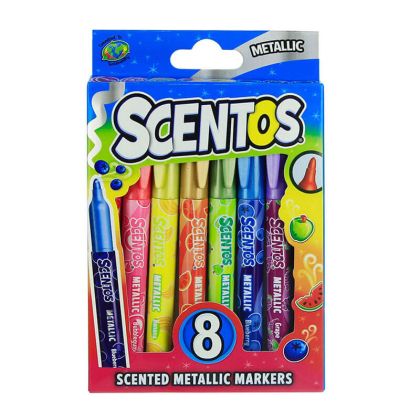 Маркери Scentos, 8 цвята, металик