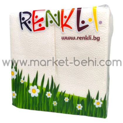 Салфетки Renki 33х33см, 1 пласт,Бял