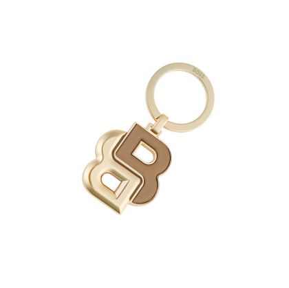Hugo Boss Ключодържател Double B, кафяво-златист