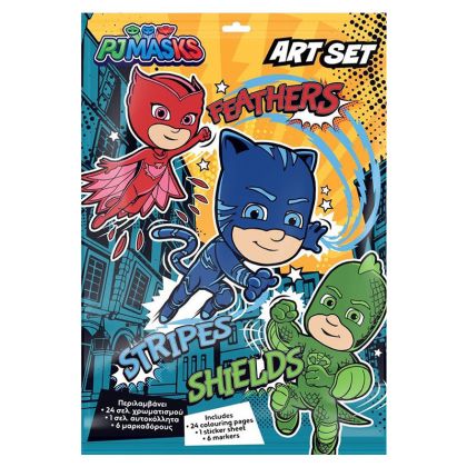 Книжка за оцветяване PJ Masks+стикери, 24 стр.