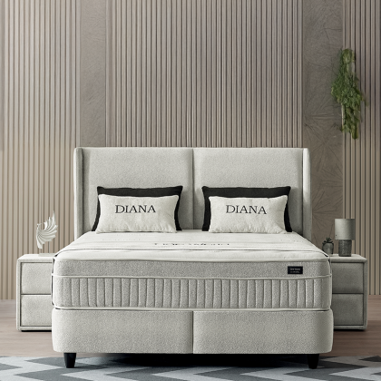 Тапицирана спалня с матрак DIANA 160 x 200 - бежова 326
