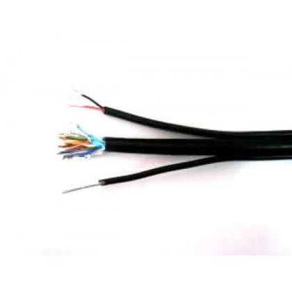 Кабел FTP/M Cat5e 24AWG CU+2x0.75mm CU захранване + носещо въже