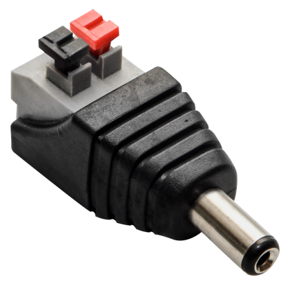 Захранващ конектор с клипси за камери за видеонаблюдение (12v, 2,1/5,5mm мъжки).