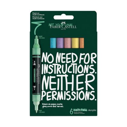 Faber-Castell Акрилен маркер Multimark Pastel, 6 цвята