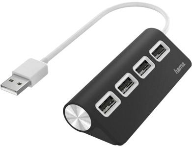 USB 4-портов хъб, 2.0, черен