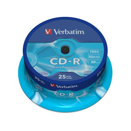 CD-R Verbatim, 700 MB, 52x, със защитно покритие, 25 броя в шпиндел