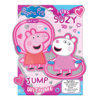 Книжка за оцветяване, 24 страници, 6 маркера и стикери, peppa pig