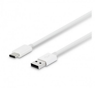 Кабел USB Type A - USB Type C 1м, 2A, силиконов, Бял