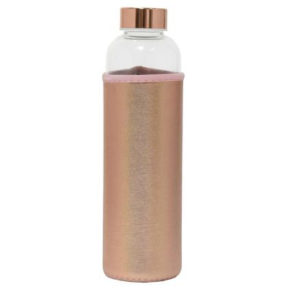 Стъклена бутилка за вода Platinum с калъф, бронз