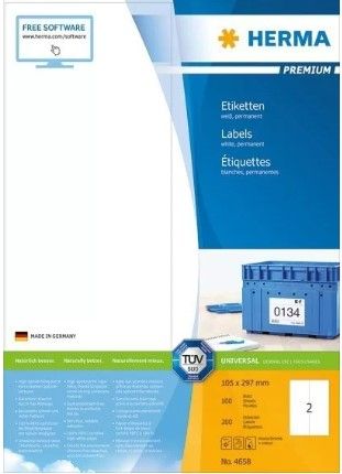 Етикети Herma 4658, 105x297mm, 100л., (200 бр.)