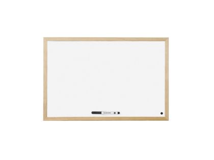 Дъска Bi-Office бяла магнитна с дървена рамка, 40x60