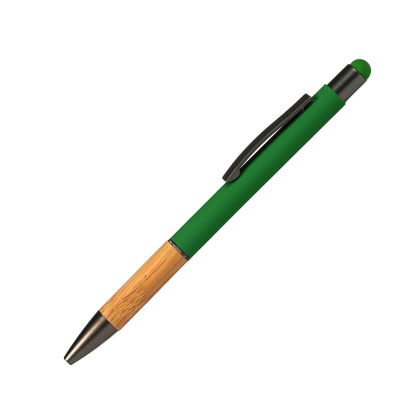 Office 1 Химикалка Touch, метална, гумирана, зелена
