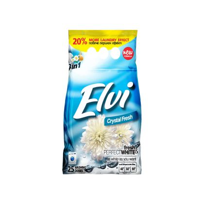 Перилен препарат Elvi, прах, за бяло пране, кристална свежест, 2 kg