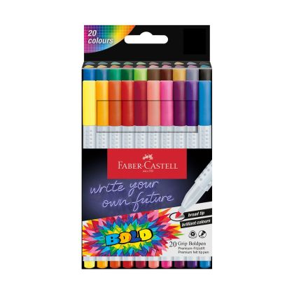 Faber-Castell Флумастери Grip Boldpen, 20 цвята
