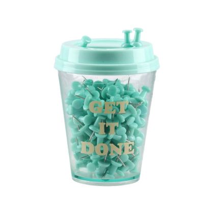 Пинчета за коркова дъска Biro Time Malachite, в чаша, мента, 150 броя