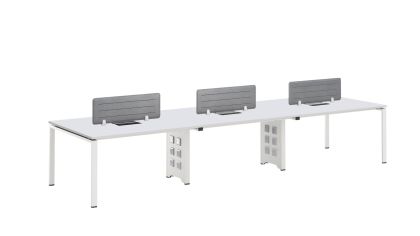 Бюро RFG Бенч Monaco, шестместно, 4200 х 1200 х 750 mm, ПДЧ 25 mm, метални крака, бяло