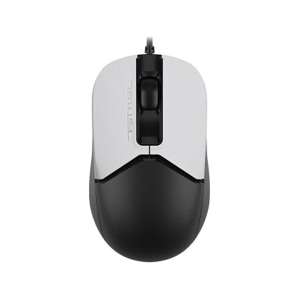Мишка A4Tech Fstyler FM12S, с кабел, безшумна, USB, 3 бутона, бяло-черна