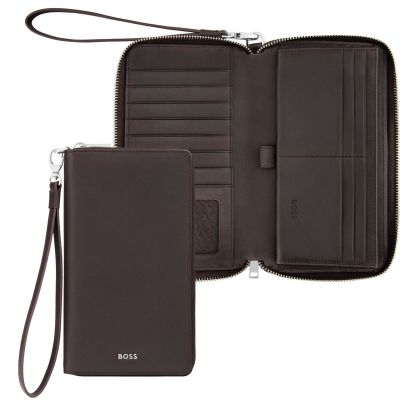 Hugo Boss Портфейл за пътуване Classic Smooth, кафяв