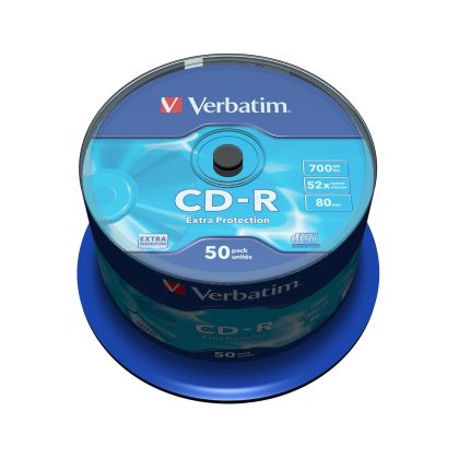 CD-R Verbatim, 700 MB, 52x, със защитно покритие, 50 броя в шпиндел