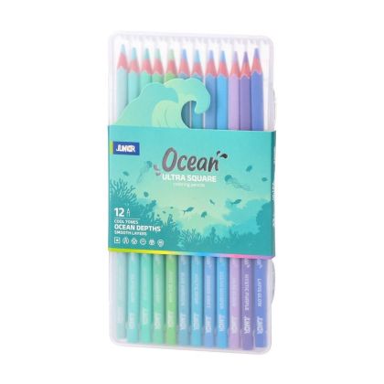 Цветни моливи Junior Ultra Square, океан, 12 цвята