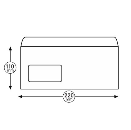 Top Office Плик, DL, 110 x 220 mm, хартиен, с ляво прозорче, със самозалепваща лента, бял, 1000 броя
