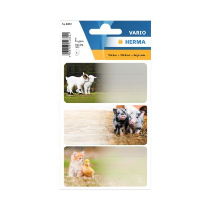 Herma Самозалепващи се етикети Животни от ферма, ученически, 9 броя