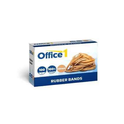 Office 1 Ластици, 100% каучук, диаметър 50 mm, широчина 2.0 mm, 100 g, в кутия, кафяви