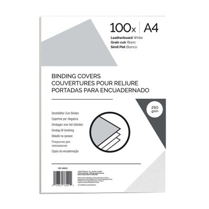 Fellowes Корици за подвързване, картонени, А4 250 g/m2, бели, 100 броя