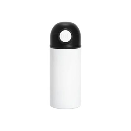 BESTSUB Бутилка, детска, с капак и сламка, 360 ml, бяло-черна