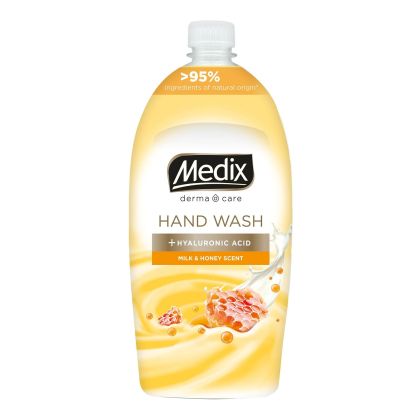 Течен сапун Medix Cream Milk & Honey, пълнител, 800 ml, оранжев