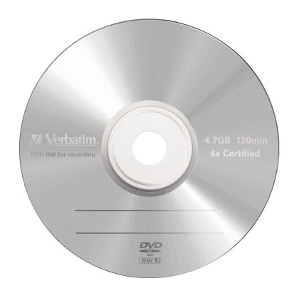 DVD-R VerbatimW, презаписваем, 4.7 GB, 4x, в кутия
