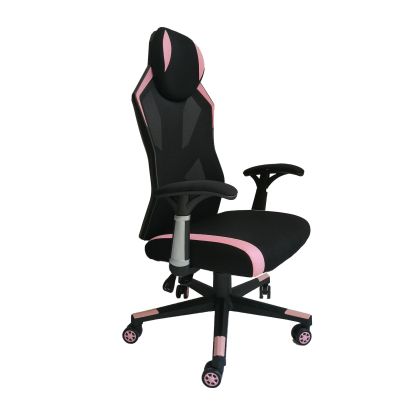 Геймърски стол RFG Soft Game, дамаска и меш, полиамидна основа, до 130 kg, черно-розов