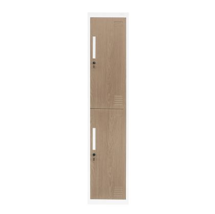 Гардероб RFG, единичен, метален, с две врати, 380 х 450 х 1850 mm, кехлибарен дъб и бяло