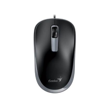 Мишка Genius DX-125S, с кабел, безшумна, USB, 3 бутона, черно-сива