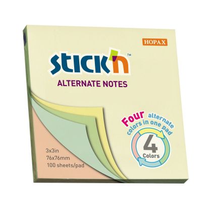 Stick'n Самозалепващи се листчета Alternate, 76 x 76 mm, пастелни, 100 листа