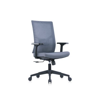 Ергономичен стол RFG Snow Black W, дамаска и меш, Multi-function механизъм, до 120 kg, светлосива седалка, светлосива облегалка