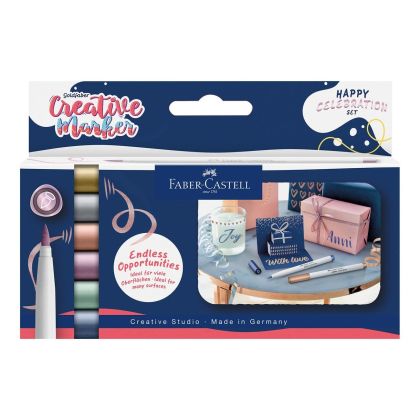 Faber-Castell Маркер-четка Creative Happy Celebration, 6 цвята
