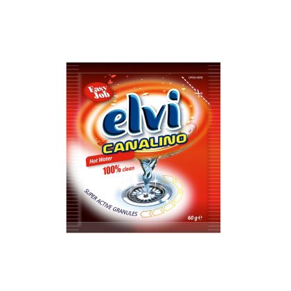 Препарат за отпушване на канали Elvi Canalino, за топла вода, гранули, 60 g
