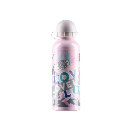 Бутилка Takk Alu Flowy, за момиче, алуминиева, 500 ml, асорти
