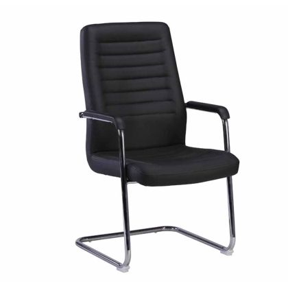 Посетителски стол RFG Sit M, екокожа, метална основа, до 120 kg, черен