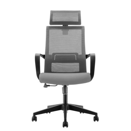 Директорски стол RFG Smart HB, дамаска и меш, Tilt механизъм, до 120 kg, тъмносива седалка, сива облегалка