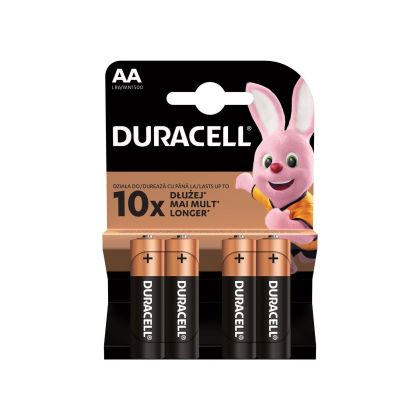 Алкална батерия Duracell, AA, LR6, 1.5 V, 4 броя