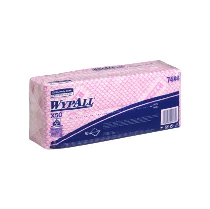 Кърпа Kimberly-Clark WypAll X50 7444, 41.8 х 24.7 cm, червена, 50 броя