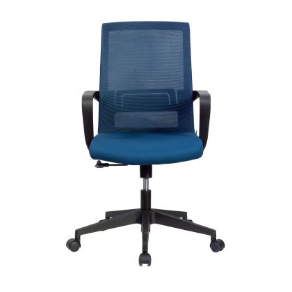 Офис стол RFG Smart W, дамаска и меш, Tilt механизъм, до 120 kg, тъмносиня седалка, тъмносиня облегалка