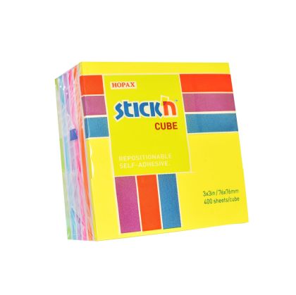 Stick'n Самозалепващи се листчета Rainbow, 76 x 76 mm, неонови, 400 листа