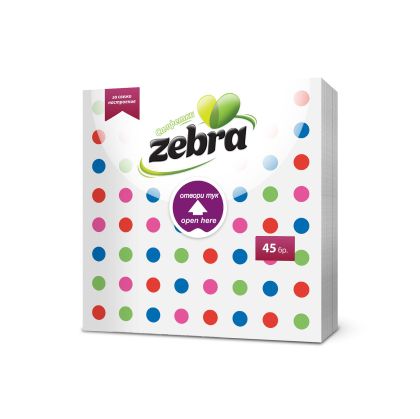 Салфетки Zebra, на точки, еднопластови, 45 броя